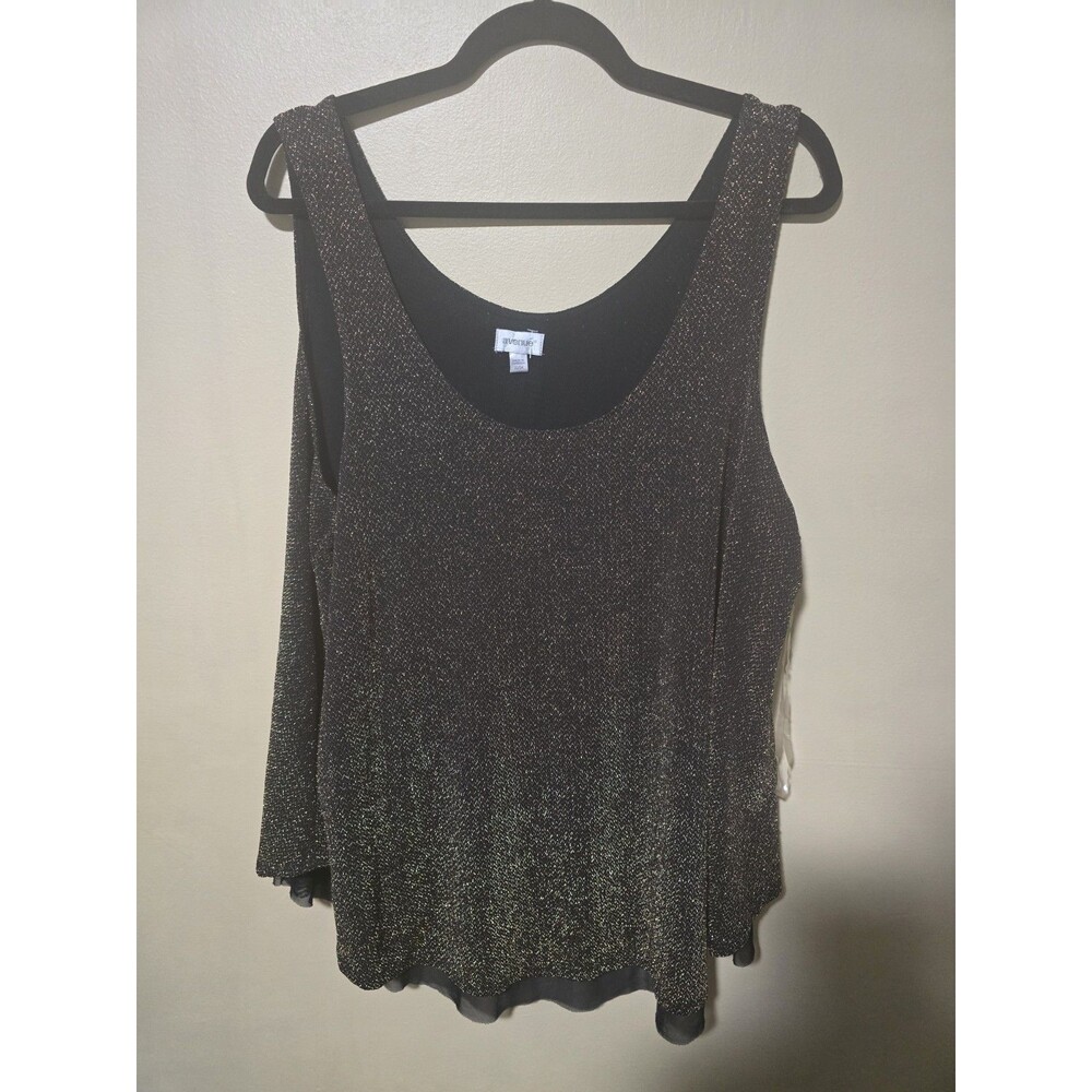 Avenue Blouse Women's 22/24 Metallic Gold Glitter Sleeveless Tank Top